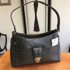 NWT Liz Claiborne olive green faux reptile purse